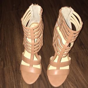 Jessica Simpson brown heeled sandals.